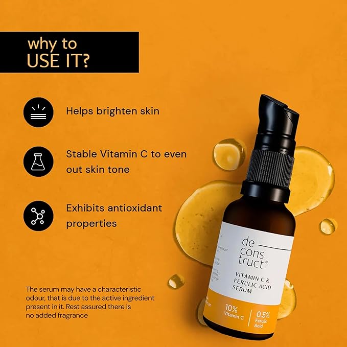 Deconstruct 10% Vitamin C Face Serum with 0.5% Ferulic Acid, for Glowing Skin -30ml