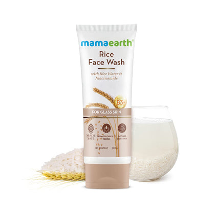 Mamaearth Rice Face Wash With Rice Water & Niacinamide for Glass Skin – 100 ml