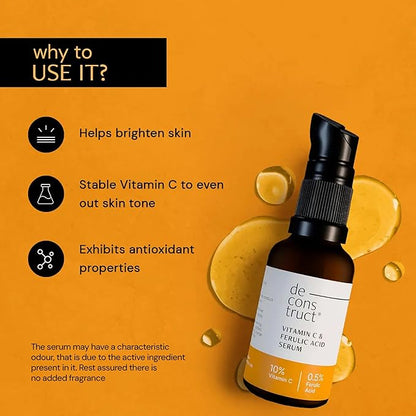 Deconstruct 10% Vitamin C Face Serum with 0.5% Ferulic Acid, for Glowing Skin -30ml