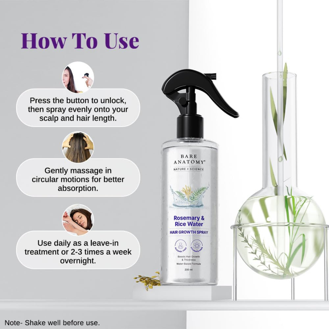 Bare Anatomy Nature x Science Rosemary Water Spray for Hair Growth 200ml