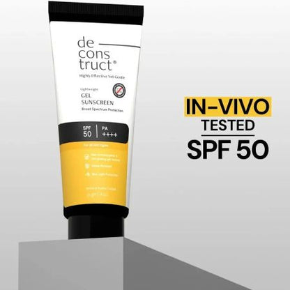 Deconstruct Gel Sunscreen for Oily Skin - SPF 50 PA++++| In-Vivo Tested