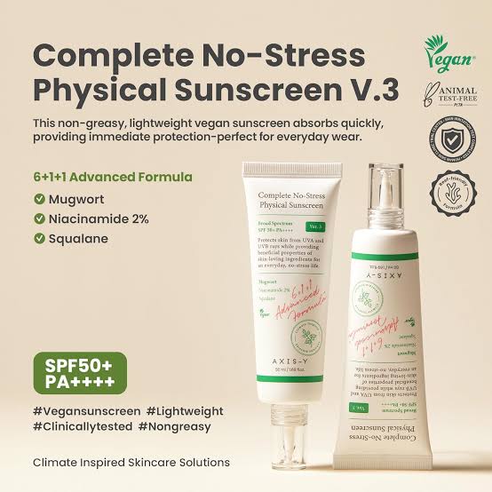 AXIS-Y Complete No-Stress Physical Sunscreen SPF 50+ PA++++