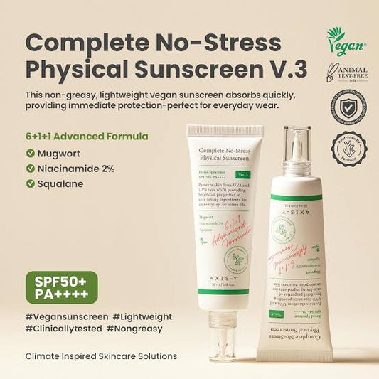 AXIS-Y Complete No-Stress Physical Sunscreen SPF 50+ PA++++